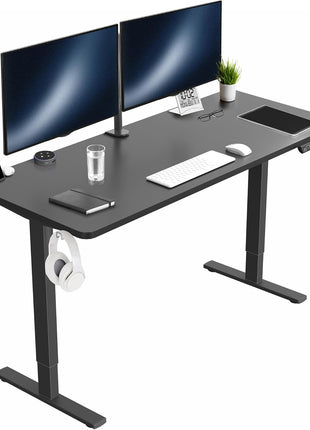 VIVO Electric 60 x 24 in Standing Desk, Memory Height Adjustment, 1B Series, Holds 220 lbs, One-Piece Black Top, Black Frame, DESK-KIT-1B6B