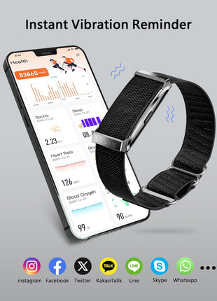 Smart Bracelet for Men Women, Health Activity Fitness Trackers, 24H Sleep Tracker, 24/7 Continuous Heart Rate/Blood Pressure/HRV/Stress Monitor, 170+ Sports Modes Smart Wristband with Free APP 2 Bands