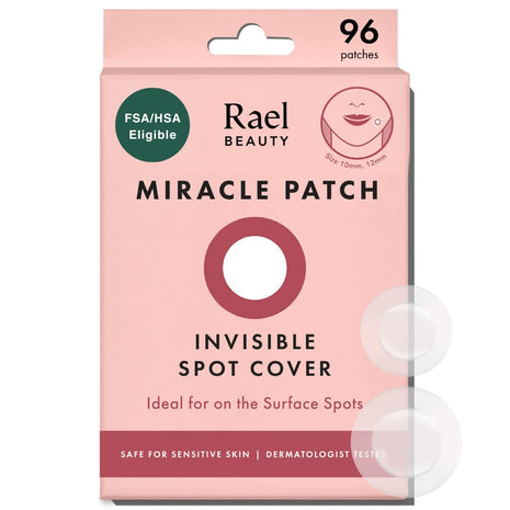 Rael Miracle Invisible Spot Cover Hydrocolloid Acne Pimple Patches (96 Ct) | Ultra-Thin Patch for Face, Absorbs Fluid From Blemishes, Facial Sticker, Korean Skin Care, Pore Care, 2 Sizes