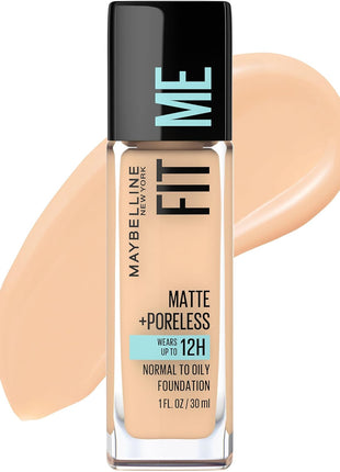 Maybelline Fit Me Matte + Poreless Liquid Oil-Free Foundation Makeup, Classic Ivory, 1 Count (Packaging May Vary)