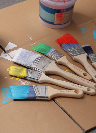 Bates- Paint Brushes, 6 Pack, Treated Wood Handle Brushes for Walls | for Stain Application and Interior Painting Projects