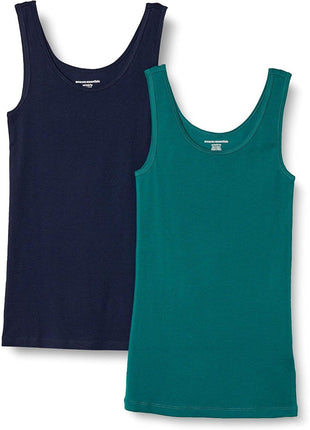 Amazon Essentials Women's Slim-Fit Tank Top, Pack of 2, White, Medium