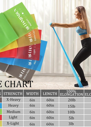 5 Pcs Professional Resistance Bands. Latex-Free, Pilates Band, Work Out Bands, Stretch Bands for Working Out Women or Men, Exercise Bands Set for Pilates, Physical Therapy, Yoga