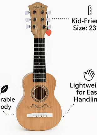 23" Acoustic Guitar, Kids 6 String Toy Guitar - Realistic Steel Strings - Beginner Practice First Musical Instrument for Children, Toddlers (Natural)