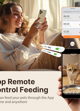 Automatic Cat Feeder with Camera, 2 in 1 Cat Food and Water Dispenser | 2K HD Video and Night Vision, 5G App Controlled Timed Pet Feeder, 4L Food & 3L Gravity Waterer, 2-Way Audio for Cat Small Dog