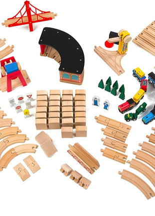 Melissa & Doug Wooden Railway Set, 130 Pieces