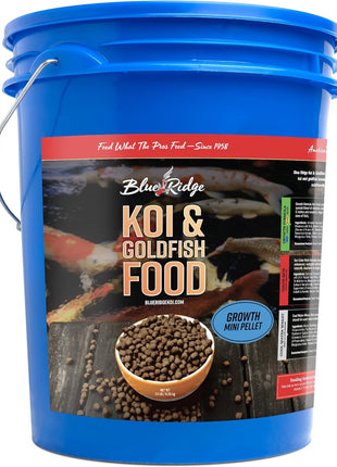 Blue Ridge Koi Fish Food 5lb - Koi Food Mini Growth Formula, Goldfish Food, Premium Fish Food for Ponds, Ponds Fish Food, Floating Pond Pellets