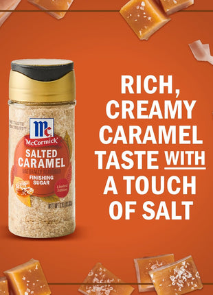 McCormick Finishing Sugar, Salted Caramel, Rich, Creamy Caramel with A Touch of Salt, Add to Warm Beverages, Sprinkle on Treats & Snacks, No Colors from Artificial Sources, 3.81 oz