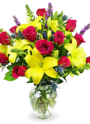Benchmark Bouquets - Joyful Wishes Grand (Glass Vase Included) - Fresh Flowers for Delivery - Gift for Birthday, Anniversary, Sympathy, Get Well, Congratulations