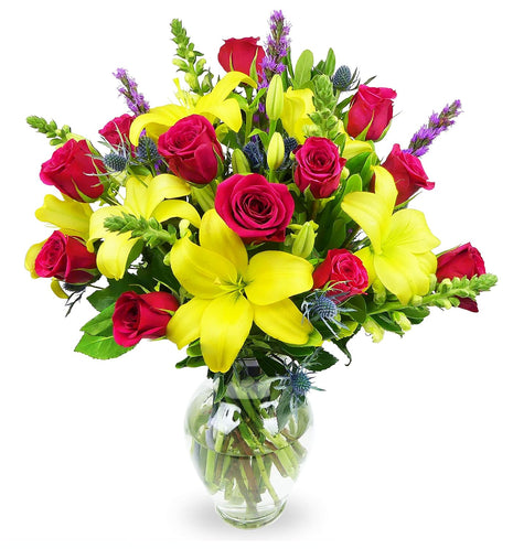 Benchmark Bouquets - Joyful Wishes Grand (Glass Vase Included) - Fresh Flowers for Delivery - Gift for Birthday, Anniversary, Sympathy, Get Well, Congratulations
