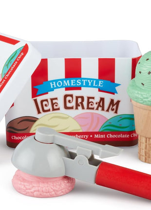 Melissa & Doug Scoop and Stack Ice Cream Playset, Magnetic Wooden Toys & Pretend Play Kitchen Accessories, Preschool Learning Toys for Girls & Boys 3+ - FSC Certified