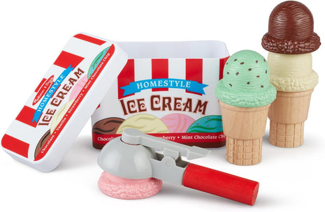 Melissa & Doug Scoop and Stack Ice Cream Playset, Magnetic Wooden Toys & Pretend Play Kitchen Accessories, Preschool Learning Toys for Girls & Boys 3+ - FSC Certified