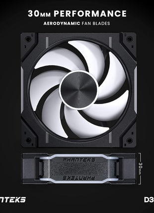Phanteks D30 120mm ARGB PWM PC Case Fan, Daisy-Chain, Black
