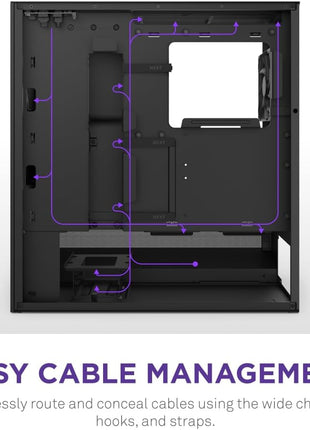NZXT H5 Flow 2024 - Compact ATX Mid-Tower PC Gaming Case - High Airflow - 2 x 120mm Fans Included - 360mm Front & 240mm Top Radiator Support - Cable Management System - Tempered Glass - Black