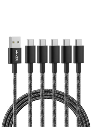 Anker USB A to USB C Cable, USB to USB C Cable (2-Pack, 6 ft, Black) | For iPhone 17 Series, Samsung Galaxy S10 / S10+, LG V30, Beats Fit Pro, and More