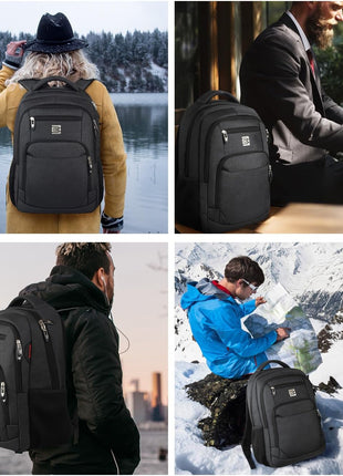 Laptop Backpack,Business Travel Anti Theft Slim College Backpack | Water Resistant Durable Computer Bag Gift for Women & Men Fits 15.6 Inch Laptop and Notebook - Black