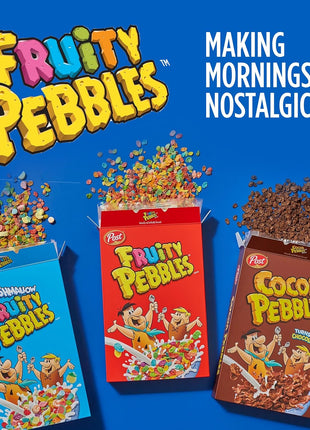 Cocoa PEBBLES Cereal, Chocolatey Kids Breakfast, Gluten Free Rice Crunch, 27.5 oz Mega Size Cereal Box