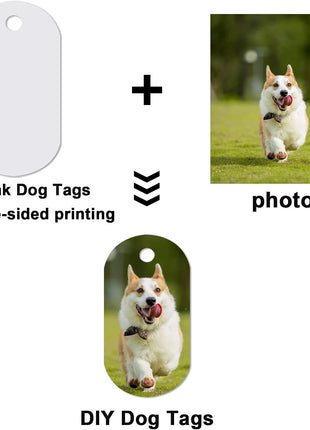 45pcs Sublimation Blank Dog Tag Aluminum White Sublimation Stamping Tag Pendants Double Sided Blank Stamping Metal Tags, Personalized Pets Tags Oval