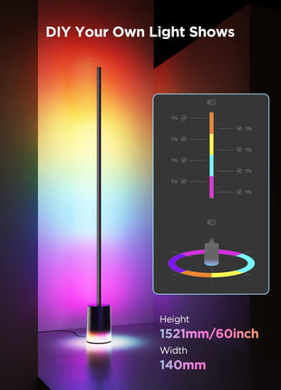Govee Floor Lamp 2 with Matter, RGBIC, Warm Cool White LED, Alexa Compatible, 1725lm, Music Sync, Scene Modes, Smart Floor Lamp for Living Room, Bedroom, Black(1 Pack)