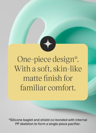 Tommee Tippee Ultra-Light StayPut Pacifier, | One-Piece Silicone Design, 0-6m, 4 Pack