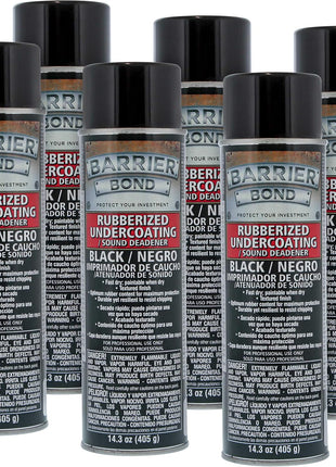 Barrier Bond - Rubberized Undercoating Sound Deadener, 14.3oz Black Spray, Undercoating for Vehicles, 6-Pack