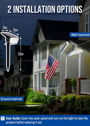 Solar Spot Lights Outdoor Waterproof 4 Pack IP65, 63 LED 3 Lighting Modes Spotlights for Yard Garden House Garage Pathway