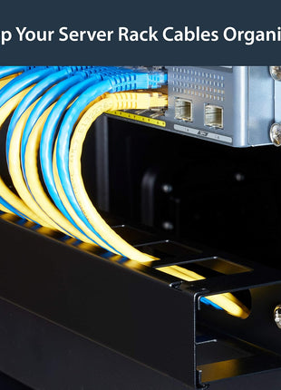 StarTech.com Horizontal 1U Server Rack Cable Management Finger Duct w/ Cover - 19 inch Network Rack Wire Duct Raceway Panel - Slotted Wire Duct (CMDUCT1UX)