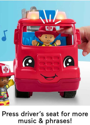 Fisher-Price Little People Fire Truck Toddler Toy | Push-Along Vehicle, Lights, Music & Sounds, 2 Figures, Preschool Kids Ages 1+ Years