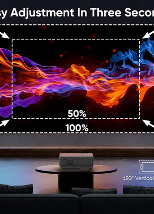 Projector with WiFi and Bluetooth, Upgrade Outdoor Projector, Mini Movie Projector Supports 1080P Synchronize Smartphone Screen by WiFi/USB Cable for Home Entertainment (WiFi)