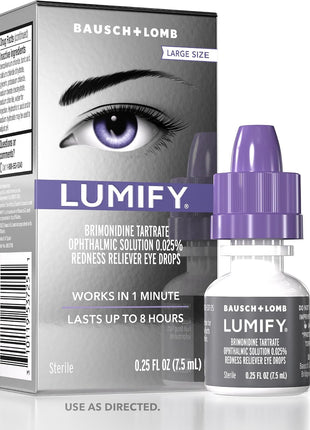 LUMIFY Eye Drops for Red Eyes, Redness Reliever for Brighter Looking Eyes, Works in 1 Minute & Lasts Up to 8 Hours, Eye Drops, 0.25 Fl Oz (7.5mL)