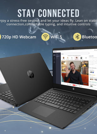 HP Stream 14 inch HD BrightView Laptop, Intel Celeron N4120, 16GB RAM, 288GB Storage (128GB eMMC + 160GB Docking Station Set), Intel UHD Graphics, 720p Webcam, Wi-Fi, 1 Year Office 365, Win 11 S, Black