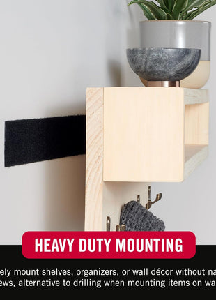 VELCRO Brand Heavy Duty Tape | 16 Foot Roll | Strong Sticky Back Adhesive Holds up to 10 lbs | Industrial Strength Fasteners for Indoor or Outdoor Use | 1-1/2in Width, Black (VEL-30838-USA)