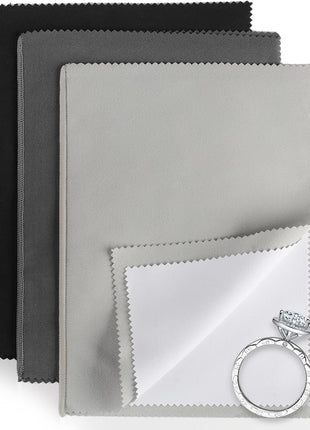 Phinus 3PCS Jewelry Cleaning Cloth, 10'' x 12'' Silver Polishing Cloth Jewelry, 100% Cotton Jewelry Cloth Polishing for Cleaning Gold, Diamonds, Platinum, Gemstones, Coins