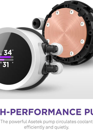 NZXT Kraken 360 RGB - 360mm AIO CPU Liquid Cooler - RL-KR360-W1 - Customizable 1.54" Square LCD Display for Images, Performance Metrics - High-Performance Pump - White