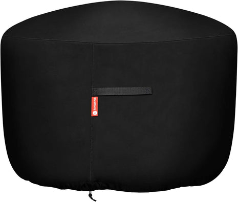 SheeChung Round Gas Fire Pit/Table Cover-Heavy Duty 600D Polyester with PVC Coating Material,100% Weather Resistant and Waterproof,Fits 30 inch,33 inch,34 inch,35 inch,36 inch Fire Pit/Bowl Cover,Black,36 inchDia X 24 inchH