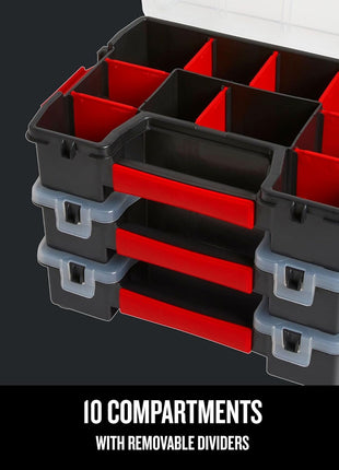 CRAFTSMAN Storage Organizer, Small Parts Organizer, 3-Packs with 10-Compartments, Lid Includes Secure Latch (CMST60964M)