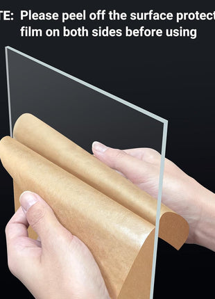 1 Pieces 24 x 36" Clear Acrylic Sheet Plexiglass - 1/4" (6mm) Thick, Use for Craft Projects, Signs, DIY Projects and More; Cut with Saw or Hand Tools, No Laser Cut