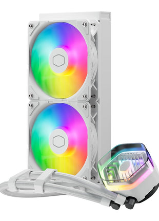 Cooler Master 240 Atmos High Performance Close-Loop AIO Liquid Cooler, R9|i7 Dual Chamber Pump, Customize Cover, Sickleflow Edge PWM, aRGB Lighting, AMD Ryzen AM5|4, Intel LGA 1851|1700 Platform