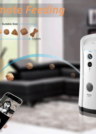 Dog Camera Treat Dispenser, WiFi Remote Pet Camera with Two-Way Audio and Night Vision, Compatible with Alexa