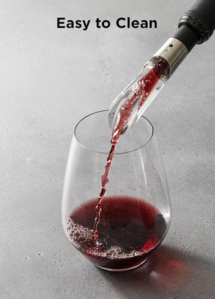 Rabbit W6127 Wine Aerator and Pourer, Clear and Stainless Steel Design, Easy to Use for Enhancing Wine Flavor and Smooth Pouring