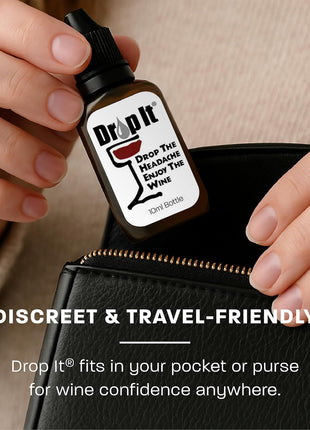 Drop It Wine Drops, Original - 10 mL, 2 Pack - Naturally Reduces Sulfites & Tannins in Red, White & Sparkling Wines - Portable, Easy to Use - Treats Up to 55 Glasses/9 Bottles of Wine Each - USA Made