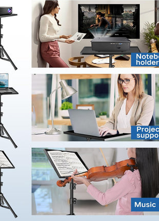 REHOSEUP Projector Stand, 33LB Load Bearing & 22-55 inch Height Adjustable, for Projector/Laptop/DJ Gear, Outdoor/Office/Studio - Stable Base (Black)