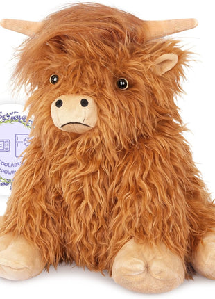 SuzziPals Weighted Highland Cow Stuffed Animals, Microwavable Heating Pad | Period Cramps Relief, Lavender Scented, hyland cow stuffed animal, Stress Relief, Bedtime Companion, Cow Gifts for Women Kids