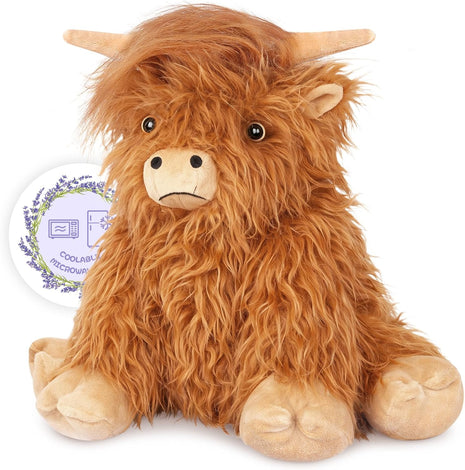 SuzziPals Weighted Highland Cow Stuffed Animals, Microwavable Heating Pad | Period Cramps Relief, Lavender Scented, hyland cow stuffed animal, Stress Relief, Bedtime Companion, Cow Gifts for Women Kids