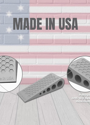 Door Stoppers for Bottom of Door Premium Floor Rubber Door Stop Wedge Made in USA Heavy Duty Honeycomb Design for Carpet, Tile, Ideal for Home, School, Commercial, Gray 2-Pack