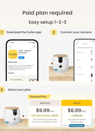 Furbo Mini 360° [Subscription Required] New 2K QHD Pet Camera - Unlock w/Paid Plan: Dog & Cat Safety Alerts, Rotating Treat Toss, 2-Way Speaker (Low Risk, 3mo Min. Cancel Anytime)