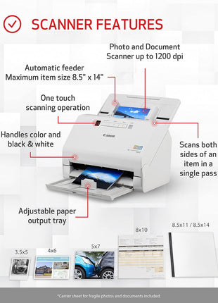 Canon imageFORMULA RS40 - Photo and Document Scanner, Auto Document Feeder, Windows and Mac, Scans Old and New Photos in Varying Sizes, USB Interface