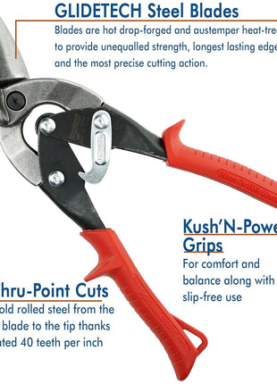 MIDWEST Aviation Snip Set - Left and Right Cut Offset Tinner Shears, Made in the USA - MWT-6510C