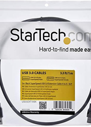 StarTech.com 1m Black SuperSpeed USB 3.0 Extension Cable A to A - Male to Female USB 3 Extension Cable Cord 1 m (USB3SEXT1MBK)