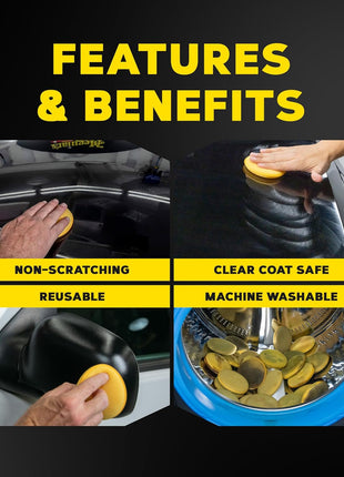 Meguiar's 4 inch Foam Applicator Pads, 4 Count - Ultra-Soft Hand Applicators with a Tight-Cell Foam Construction for a Smooth Application of Waxes, Polishes, Tire Dressing, Protectants and More, 4 Pack